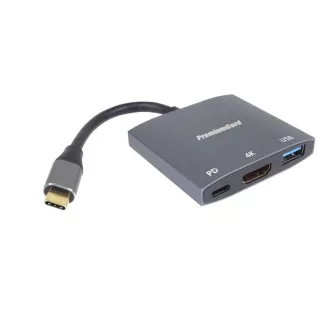 PremiumCord USB-C auf HDMI Adapter, USB3.0, PD, 4K und FULL HD 1080p Auflösung