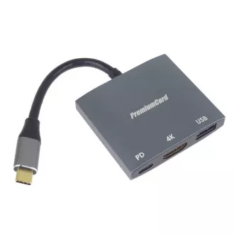 PremiumCord USB-C auf HDMI Adapter, USB3.0, PD, 4K und FULL HD 1080p Auflösung