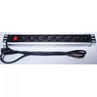PremiumCord Power Panel für 19" Rack 1.5U, 8x230V, 2m Kabel, Schalter