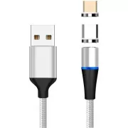 PremiumCord Magnetic micro USB und USB-C Lade- und Datenkabel, 1m, silber