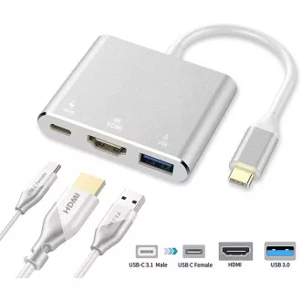 PremiumCord Adapter USB-C auf HDMI   USB3.0   PD, 4K und FULL HD 1080p Auflösung