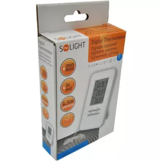 Solarthermometer, Temperatur, große Anzeige, Datum, Uhrzeit, weiß