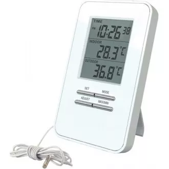 Solarthermometer, Temperatur, große Anzeige, Datum, Uhrzeit, weiß