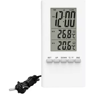 Solarthermometer, Temperatur, große Anzeige, Datum, Uhrzeit, weiß
