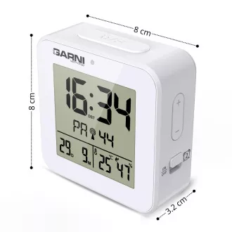 GARNI 138W - Digitaler Wecker mit Thermometer und Hygrometer, weiß