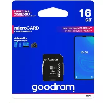 GOODRAM MicroSDHC-Karte 16GB M1AA, UHS-I Class 10, U1 + Adapter
