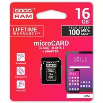 GOODRAM MicroSDHC-Karte 16GB M1AA, UHS-I Class 10, U1 + Adapter