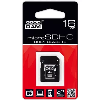 GOODRAM MicroSDHC-Karte 16GB M1AA, UHS-I Class 10, U1 + Adapter