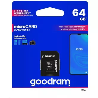 GOODRAM MicroSDXC-Karte 64GB M1AA, UHS-I Class 10, U1 + Adapter GOODRAM MicroSDXC-Karte 64GB M1AA, UHS-I Class 10, U1 + Adapter