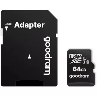 GOODRAM MicroSDXC-Karte 64GB M1AA, UHS-I Class 10, U1 + Adapter GOODRAM MicroSDXC-Karte 64GB M1AA, UHS-I Class 10, U1 + Adapter