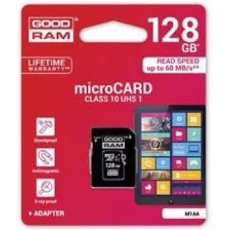 GOODRAM MicroSDXC-Karte 128GB M1AA, UHS-I Class 10, U1 + Adapter