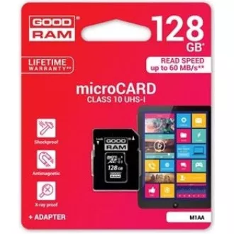 GOODRAM MicroSDXC-Karte 128GB M1AA, UHS-I Class 10, U1 + Adapter