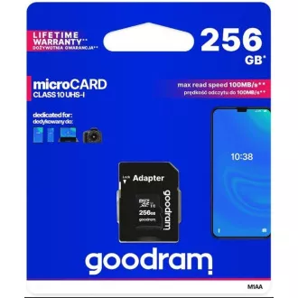GOODRAM microSDXC-Karte 256GB M1AA (R: 100/W: 10 MB/s), UHS-I Class 10, U1 + Adapter