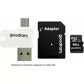 GOODRAM microSDHC-Karte 16GB M1A4 All-in-One (R: 100/W: 10 MB/s), UHS-I Class 10, U1 + Adapter + OTG-Kartenleser