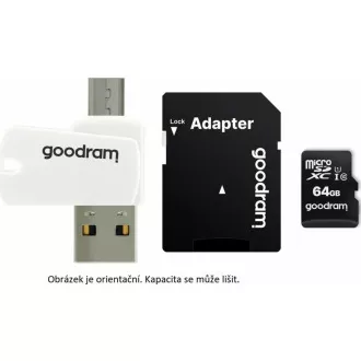 GOODRAM microSDHC-Karte 32GB M1A4 All-in-One (R: 100/W: 10 MB/s), UHS-I Class 10, U1 + Adapter + OTG-Kartenleser GOODRAM microSDHC-Karte 32GB M1A4 All-in-One (R: 100/W: 10 MB/s), UHS-I Class 10, U1 + Adapter + OTG-Kartenleser