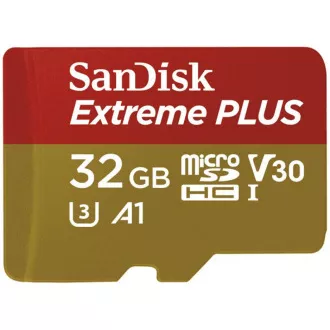 SanDisk MicroSDHC-Karte 32GB Extreme PLUS (10MB/s, UHS-I V30, Rescue Pro Deluxe) + Adapter