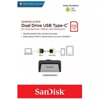 SanDisk Flash Disk 256 GB Ultra, Dual-USB-Laufwerk Typ-C