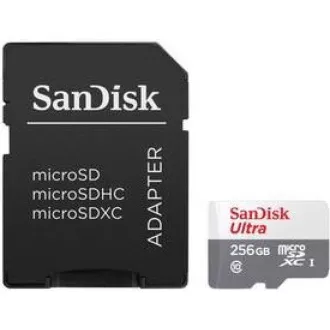 SanDisk MicroSDXC-Karte 256GB Ultra (100MB/s, Klasse 10, Android) + Adapter