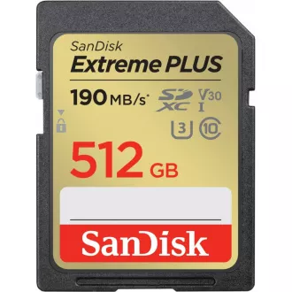 SanDisk SDXC-Karte 512GB Extreme PLUS (R 190 MB/s W130 MB/s Klasse 10, UHS-I U3 V30)