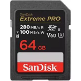 SanDisk SDXC-Karte 64GB Extreme PRO (280 MB/s Klasse 10, UHS-II V60) SanDisk SDXC-Karte 64GB Extreme PRO (280 MB/s Klasse 10, UHS-II V60)