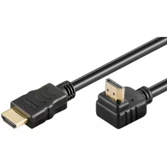 PremiumCord HDMI High Speed Ethernet Kabel, vergoldeter gebogener Stecker 270° 1m