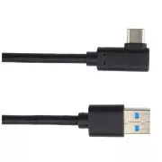 PREMIUMCORD Kabel USB Typ C/M gebogener Stecker 90° - USB 3.0 A/M, 3m