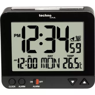 TechnoLine WT 195 - Digitaler Wecker schwarz mit Thermometer