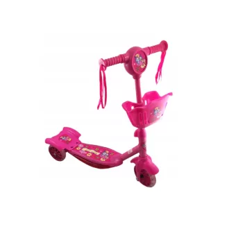Beleuchteter Kinderroller mit Korb - rosa