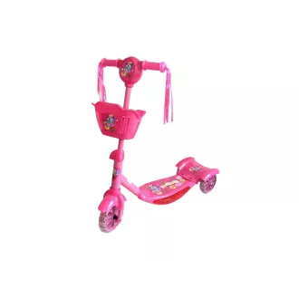 Beleuchteter Kinderroller mit Korb - rosa