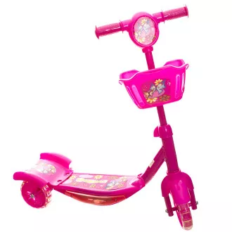 Beleuchteter Kinderroller mit Korb - rosa