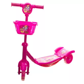 Beleuchteter Kinderroller mit Korb - rosa
