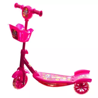 Beleuchteter Kinderroller mit Korb - rosa