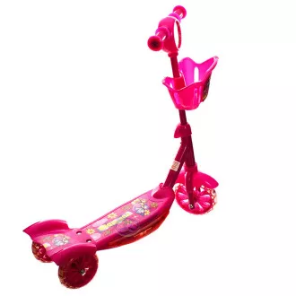 Beleuchteter Kinderroller mit Korb - rosa