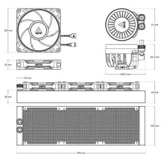 ARCTIC Liquid Freezer III 360 Pro Wasserkühlung, 3x120mm, AM5, LGA1851, schwarz