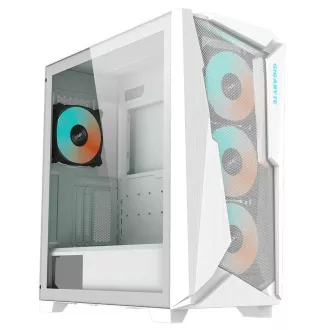 GIGABYTE Gehäuse GB-C301GW, ARGB Hub, transparente Seitenwand, Mid-Tower, 4x ARGB Lüfter, weiß
