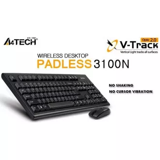 A4tech 3100N Wireless-Set Klaviatur + kabellos Optische V-Track-Maus, CZ / US, USB