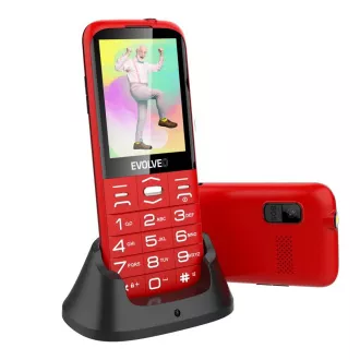 EVOLVEO EasyPhone XO, Mobiltelefon für Senioren mit Ladestation, rot