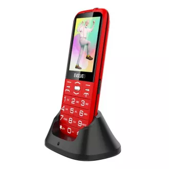 EVOLVEO EasyPhone XO, Mobiltelefon für Senioren mit Ladestation, rot