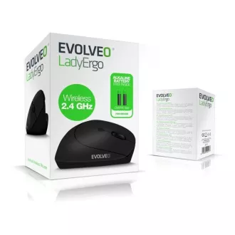EVOLVEO LadyErgo, leise vertikale ergonomische Maus, 2.4GHz, schwarz