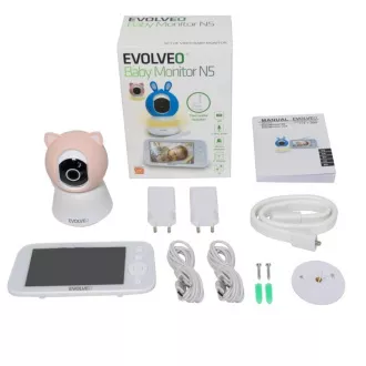 EVOLVEO Baby Monitor N5, Video-Babyphone-Set mit 360°-Überwachung, Zwei-Wege-Kommunikation und Wiegenliedern, rosa EVOLVEO Baby Monitor N5, Video-Babyphone-Set mit 360°-Überwachung, Zwei-Wege-Kommunikation und Wiegenliedern, rosa
