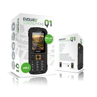 EVOLVEO StrongPhone Q1, wasserdichtes, robustes Dual SIM Telefon, schwarz und orange - Unverpackt EVOLVEO StrongPhone Q1, wasserdichtes, robustes Dual SIM Telefon, schwarz und orange - Unverpackt