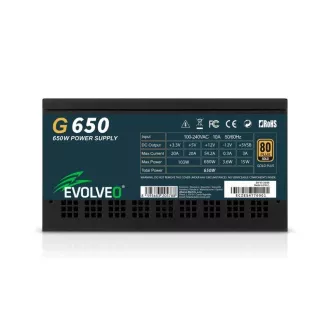 EVOLVEO G650 Netzteil 650W, 80 GOLD, ATX 3.1, aPFC, 140 mm Lüfter EVOLVEO G650 Netzteil 650W, 80 GOLD, ATX 3.1, aPFC, 140 mm Lüfter