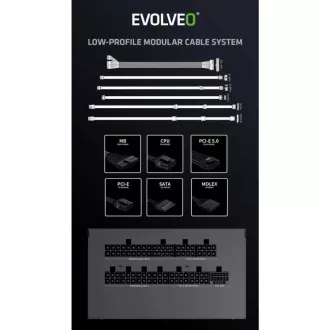 EVOLVEO G650 Netzteil 650W, 80 GOLD, ATX 3.1, aPFC, 140 mm Lüfter EVOLVEO G650 Netzteil 650W, 80 GOLD, ATX 3.1, aPFC, 140 mm Lüfter