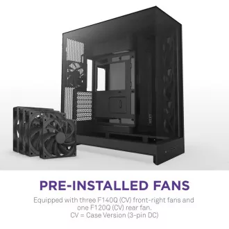 NZXT Gehäuse H9 Flow Zweikammer ATX / 4x140mm Lüfter / bis zu 10xLüfter / perforierter Deckel / Glas. Seitenteile, Front / schwarz
