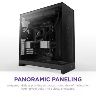 NZXT Gehäuse H9 Flow Zweikammer ATX / 4x140mm Lüfter / bis zu 10xLüfter / perforierter Deckel / Glas. Seitenteile, Front / schwarz