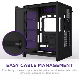 NZXT Gehäuse H9 Flow Zweikammer ATX / 4x140mm Lüfter / bis zu 10xLüfter / perforierter Deckel / Glas. Seitenteile, Front / schwarz