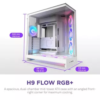 NZXT H9 Flow ARGB Doppelkammer ATX / 3xRGB 140mm / 1x 120mm Lüfter / Glas / weiß NZXT H9 Flow ARGB Doppelkammer ATX / 3xRGB 140mm / 1x 120mm Lüfter / Glas / weiß