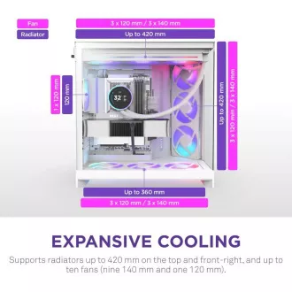 NZXT H9 Flow ARGB Doppelkammer ATX / 3xRGB 140mm / 1x 120mm Lüfter / Glas / weiß NZXT H9 Flow ARGB Doppelkammer ATX / 3xRGB 140mm / 1x 120mm Lüfter / Glas / weiß
