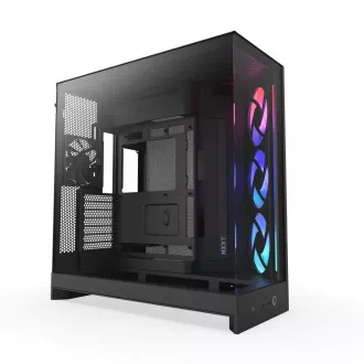 NZXT H9 Flow RGB Doppelkammer ATX / 1x140 RGB mm / 1x 120mm RGB Lüfter / Glas / schwarz