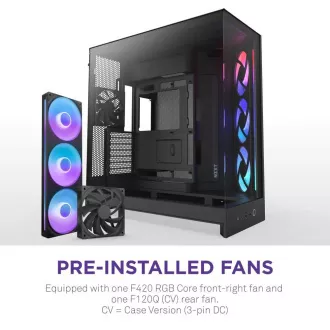 NZXT H9 Flow RGB Doppelkammer ATX / 1x140 RGB mm / 1x 120mm RGB Lüfter / Glas / schwarz